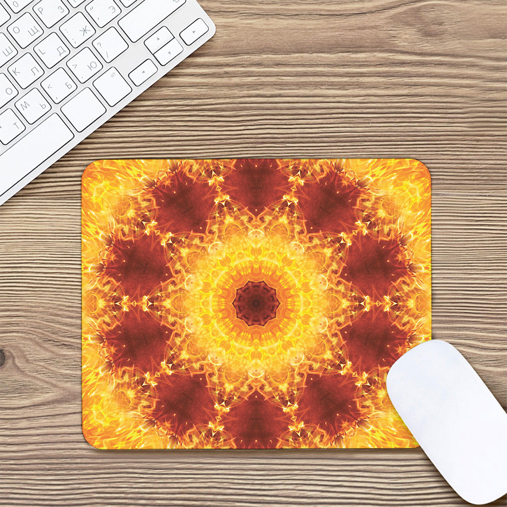 Sun Fire Kaleidoscope Print Mouse Pad