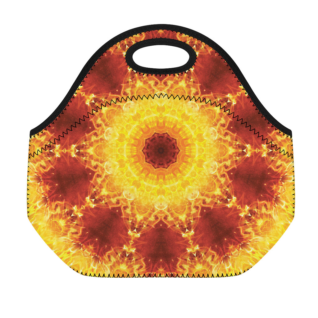 Sun Fire Kaleidoscope Print Neoprene Lunch Bag