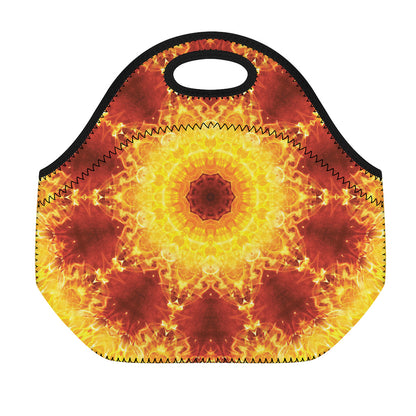 Sun Fire Kaleidoscope Print Neoprene Lunch Bag