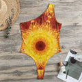 Sun Fire Kaleidoscope Print One Shoulder Bodysuit