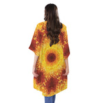 Sun Fire Kaleidoscope Print Open Front Beach Cover Up