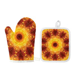 Sun Fire Kaleidoscope Print Oven Mitt And Pot Holder Set