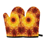 Sun Fire Kaleidoscope Print Oven Mitts