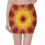 Sun Fire Kaleidoscope Print Pencil Mini Skirt