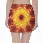 Sun Fire Kaleidoscope Print Pencil Mini Skirt