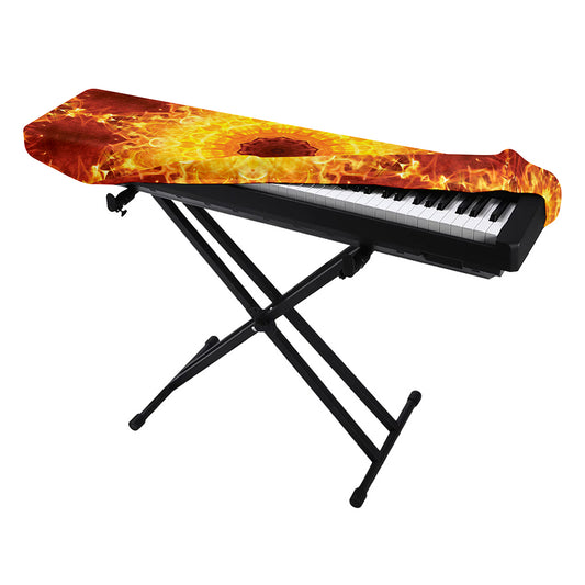 Sun Fire Kaleidoscope Print Piano Keyboard Cover