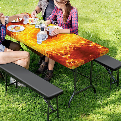 Sun Fire Kaleidoscope Print Picnic Table Cover