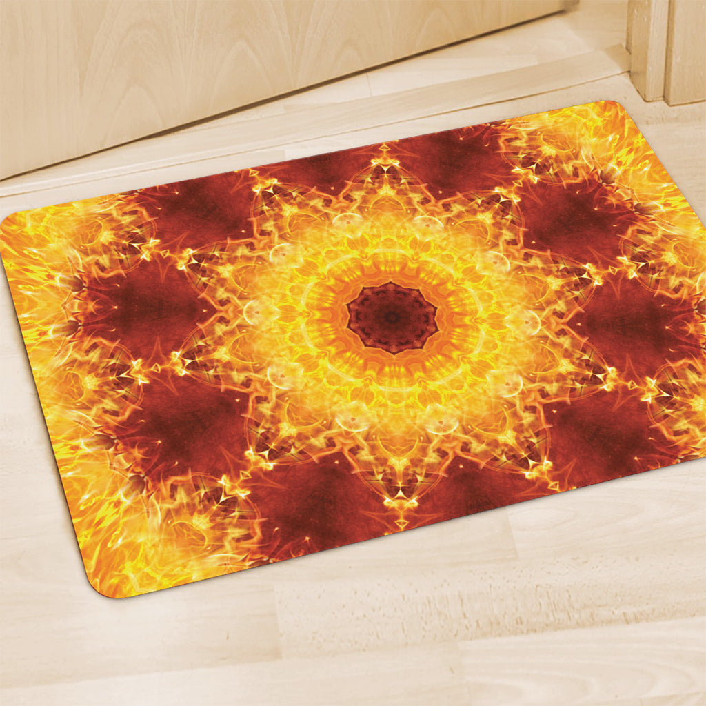 Sun Fire Kaleidoscope Print Polyester Doormat