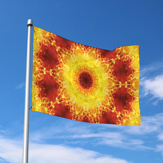 Sun Fire Kaleidoscope Print Polyester Flag