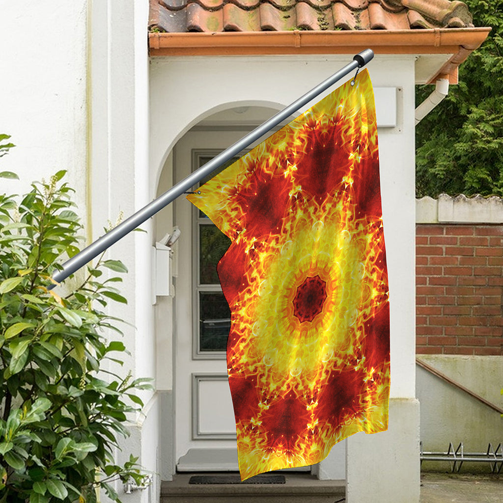 Sun Fire Kaleidoscope Print Polyester Flag