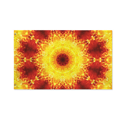 Sun Fire Kaleidoscope Print Polyester Flag