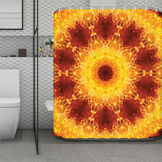 Sun Fire Kaleidoscope Print Polyester Shower Curtain