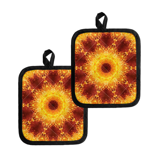 Sun Fire Kaleidoscope Print Pot Holders