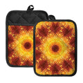 Sun Fire Kaleidoscope Print Pot Holders With Pocket