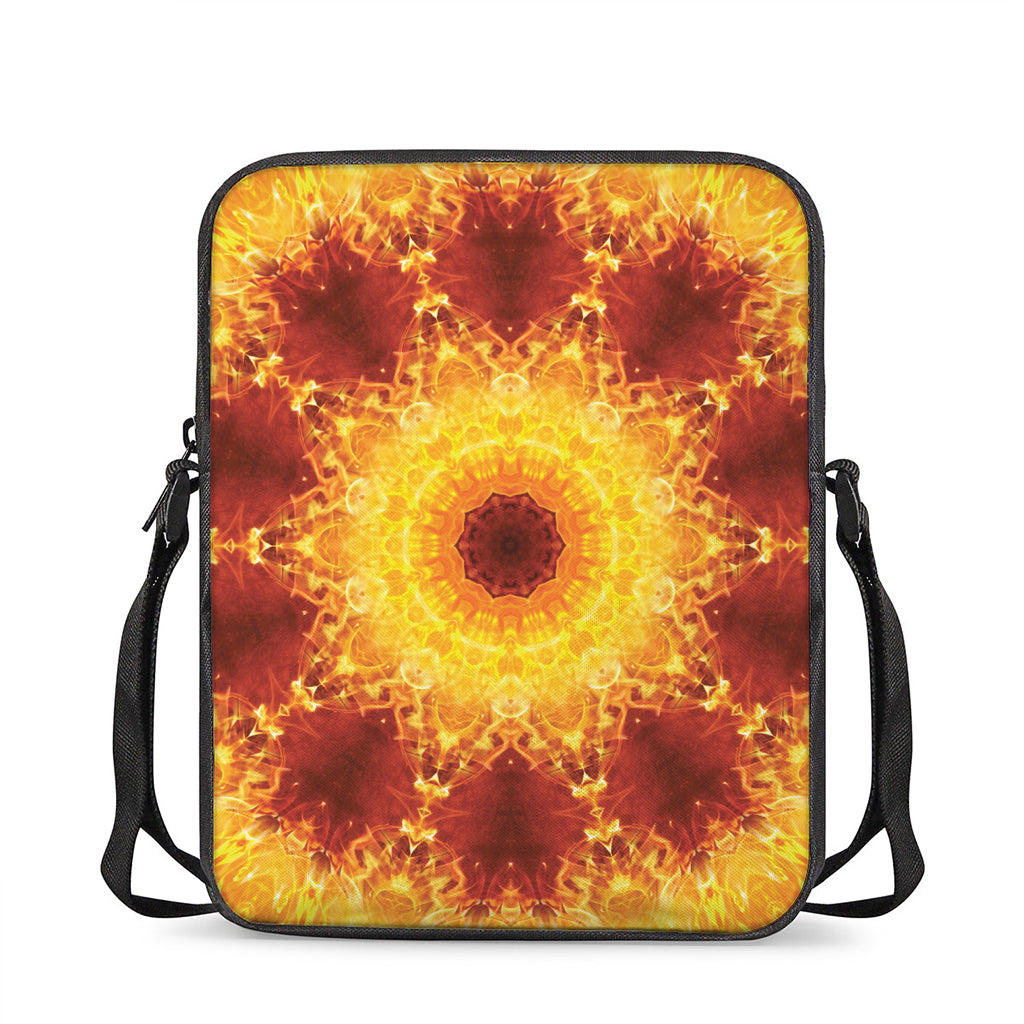 Sun Fire Kaleidoscope Print Rectangular Crossbody Bag