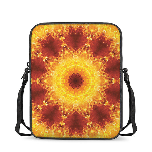 Sun Fire Kaleidoscope Print Rectangular Crossbody Bag