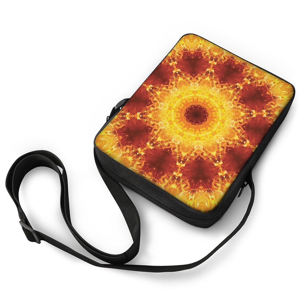 Sun Fire Kaleidoscope Print Rectangular Crossbody Bag