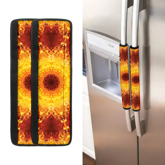Sun Fire Kaleidoscope Print Refrigerator Handle Covers