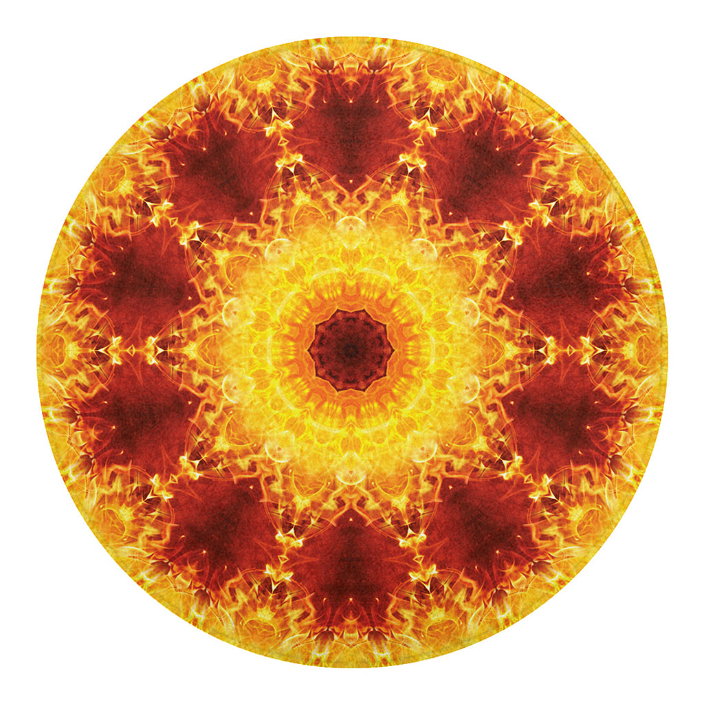 Sun Fire Kaleidoscope Print Round Blanket