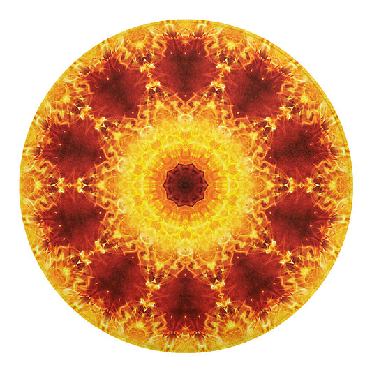 Sun Fire Kaleidoscope Print Round Blanket