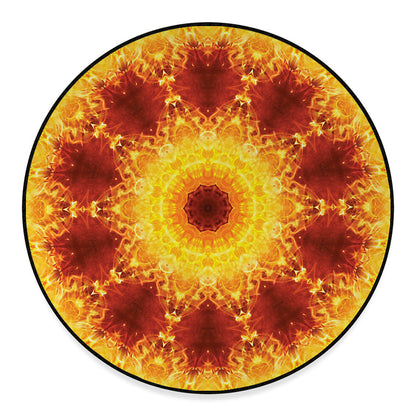 Sun Fire Kaleidoscope Print Round Floor Mat