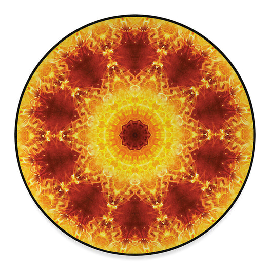 Sun Fire Kaleidoscope Print Round Floor Mat