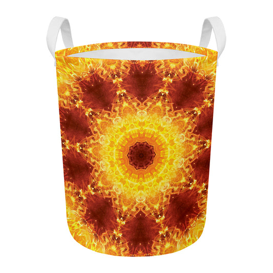Sun Fire Kaleidoscope Print Round Laundry Basket