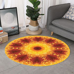 Sun Fire Kaleidoscope Print Round Rug