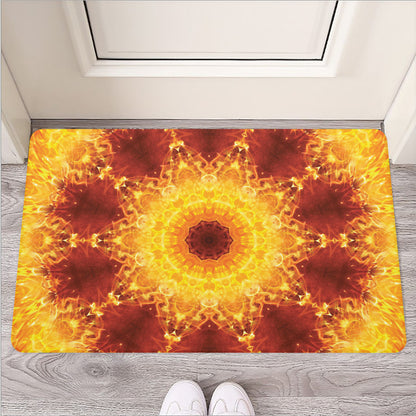 Sun Fire Kaleidoscope Print Rubber Doormat