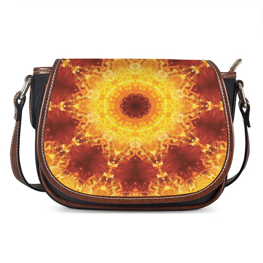 Sun Fire Kaleidoscope Print Saddle Bag