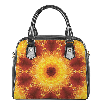 Sun Fire Kaleidoscope Print Shoulder Handbag