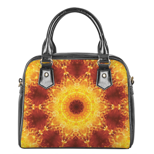 Sun Fire Kaleidoscope Print Shoulder Handbag