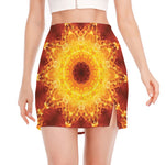Sun Fire Kaleidoscope Print Side Slit Mini Skirt
