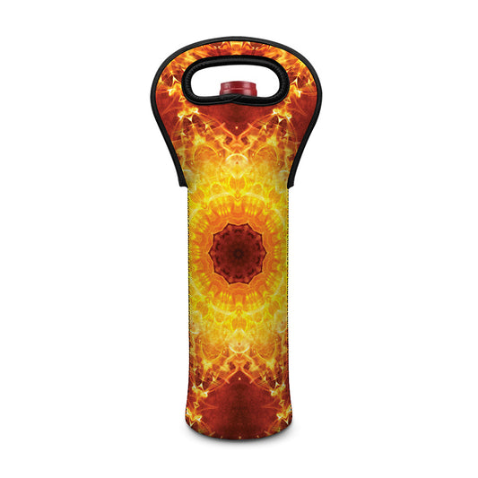 Sun Fire Kaleidoscope Print Single Neoprene Wine Tote
