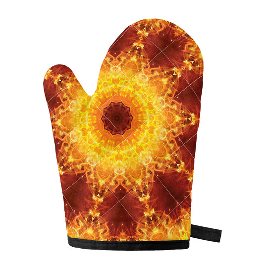 Sun Fire Kaleidoscope Print Single Oven Mitt