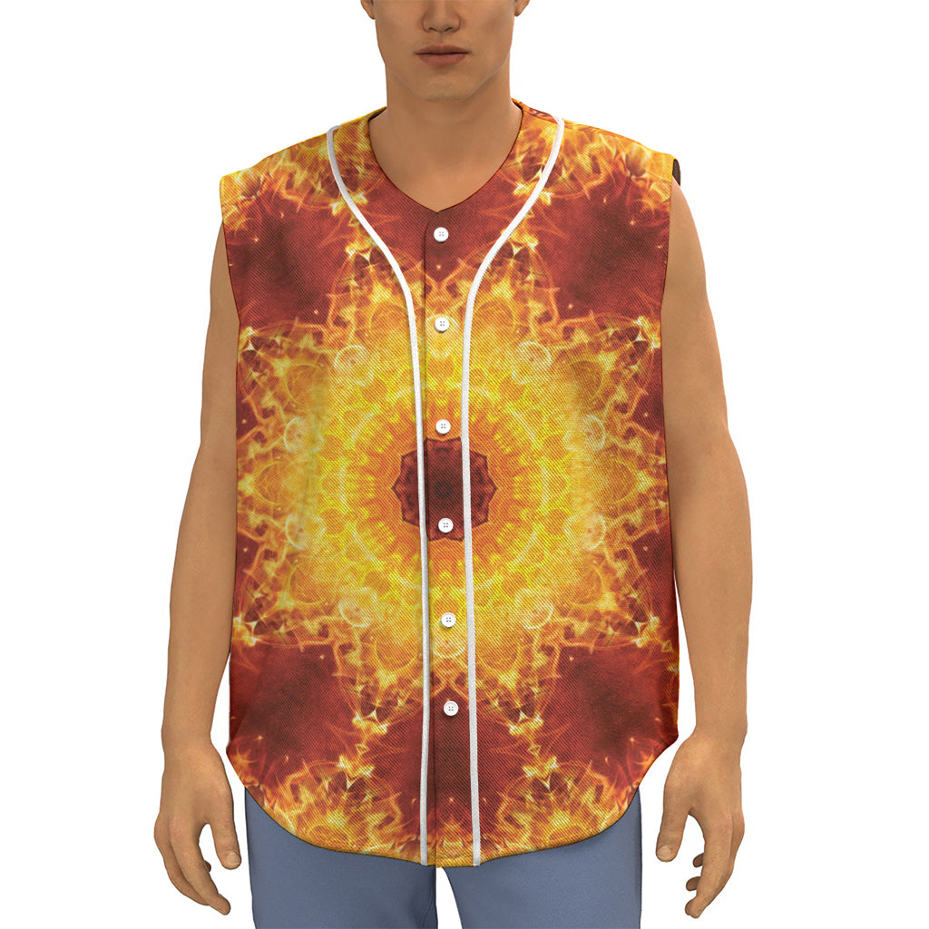 Sun Fire Kaleidoscope Print Sleeveless Baseball Jersey