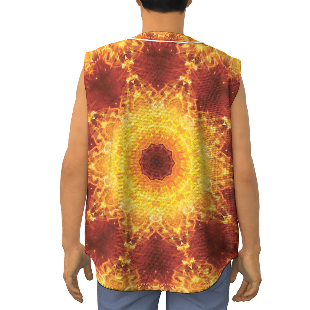 Sun Fire Kaleidoscope Print Sleeveless Baseball Jersey