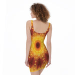 Sun Fire Kaleidoscope Print Sleeveless Bodycon Dress
