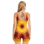 Sun Fire Kaleidoscope Print Sleeveless One Piece Swimsuit