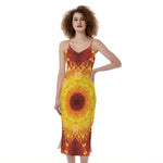 Sun Fire Kaleidoscope Print Slim Fit Midi Cami Dress