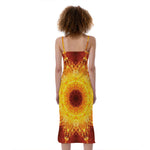 Sun Fire Kaleidoscope Print Slim Fit Midi Cami Dress