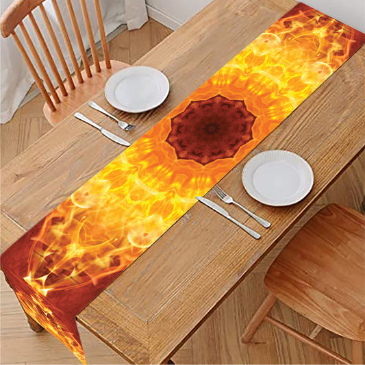 Sun Fire Kaleidoscope Print Table Runner