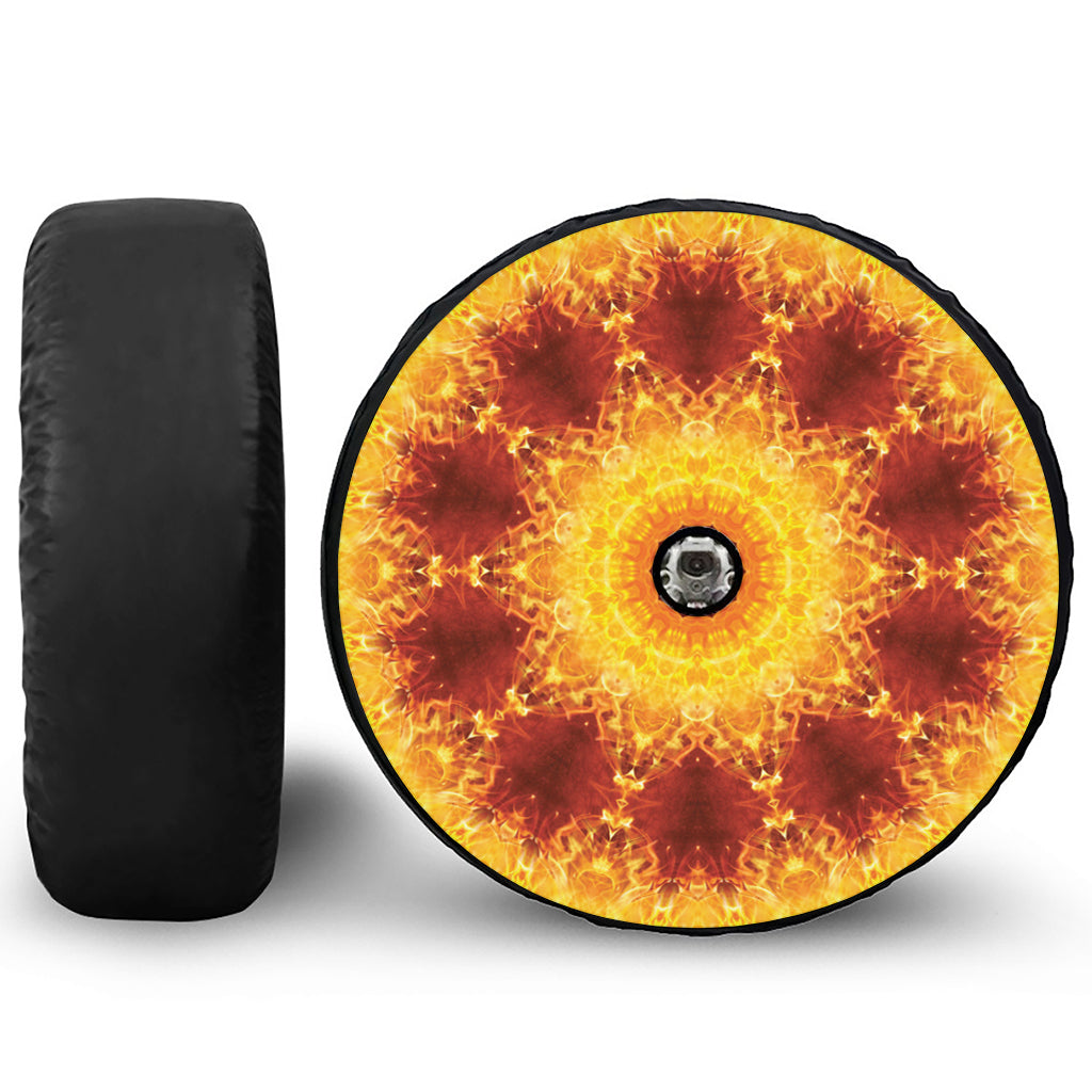 Sun Fire Kaleidoscope Print Tire Cover With Camera Hole