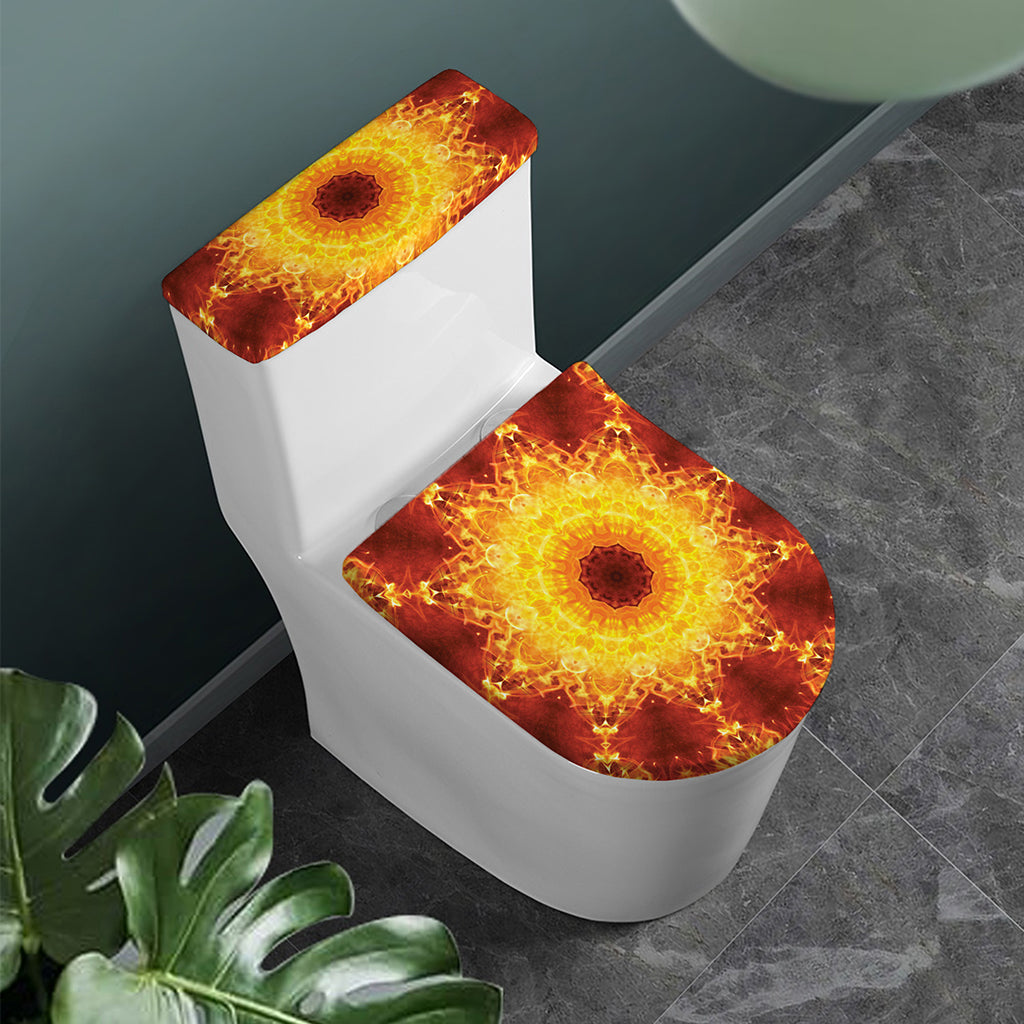 Sun Fire Kaleidoscope Print Toilet Lid And Tank Cover Set