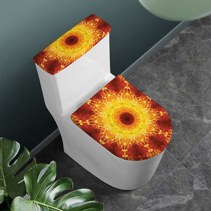 Sun Fire Kaleidoscope Print Toilet Lid And Tank Cover Set