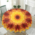 Sun Fire Kaleidoscope Print Waterproof Round Tablecloth