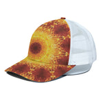 Sun Fire Kaleidoscope Print White Mesh Trucker Cap