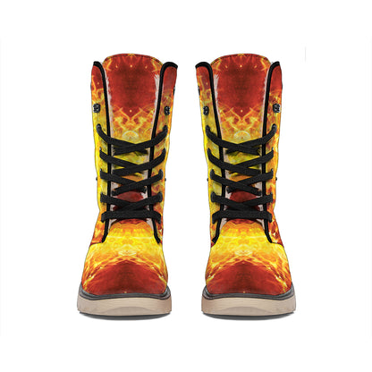 Sun Fire Kaleidoscope Print Winter Boots