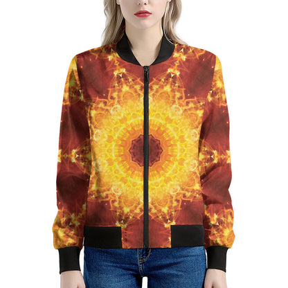 Sun Fire Kaleidoscope Print Women's Bomber Jacket