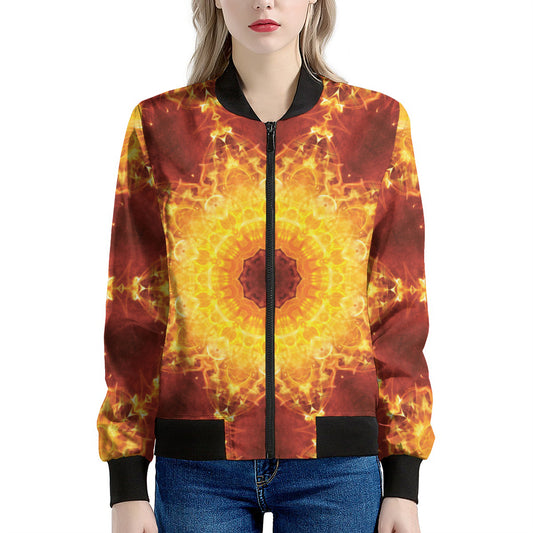 Sun Fire Kaleidoscope Print Women's Bomber Jacket